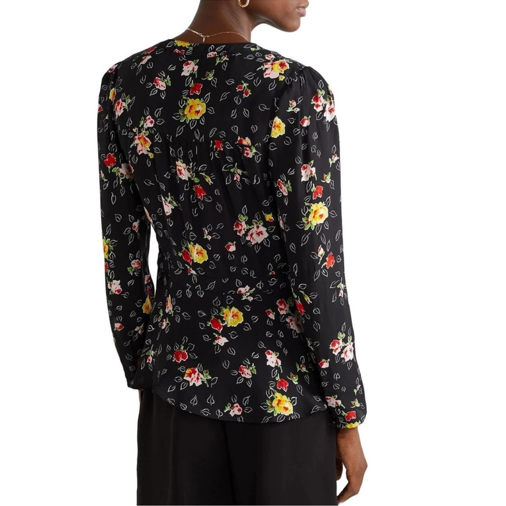 Veronica Beard Kiona Silk Blouse Black Floral Peplum $395. Excellent Size 00 - Picture 9 of 13